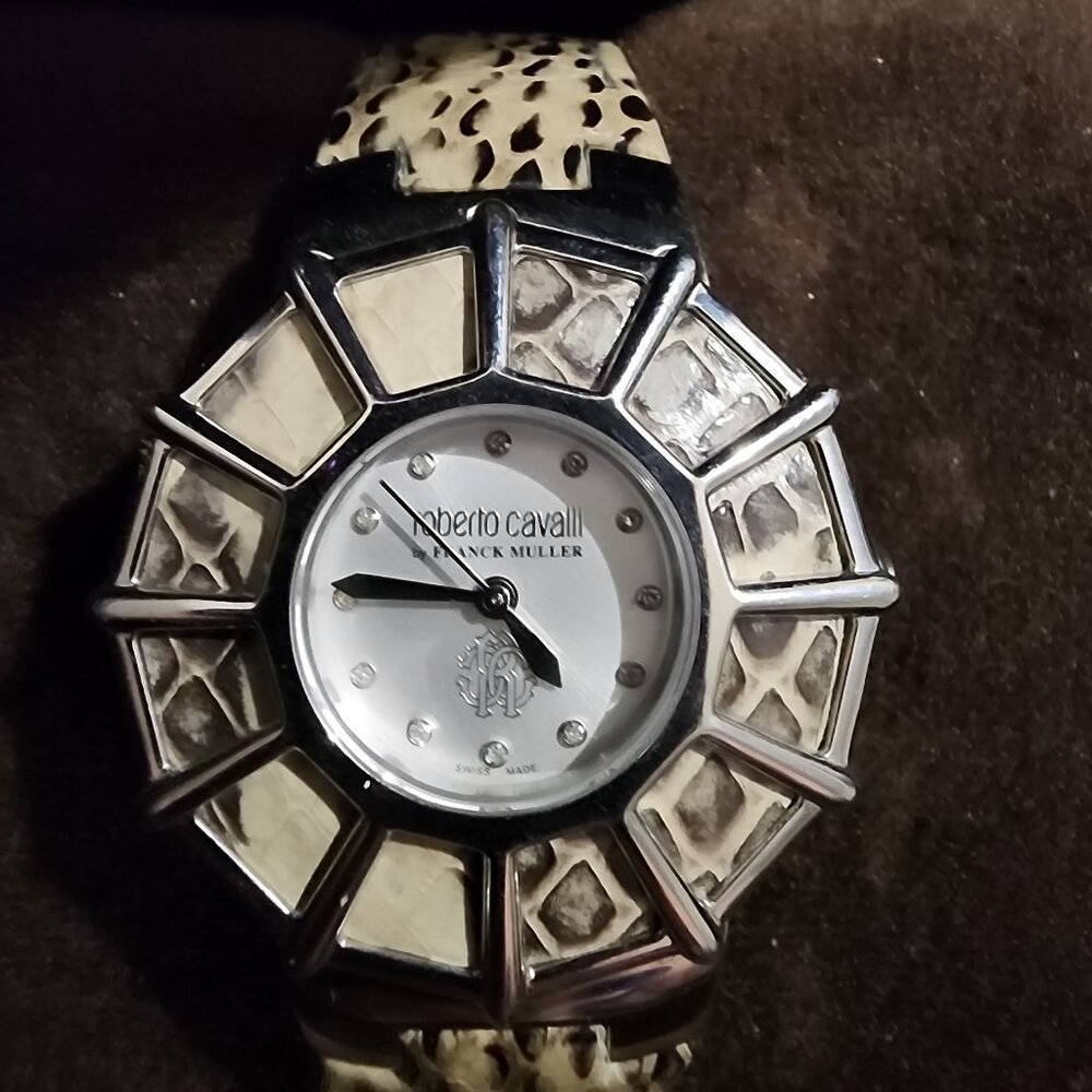 Roberto Cavalli Webbing Diamond Quartz Watch